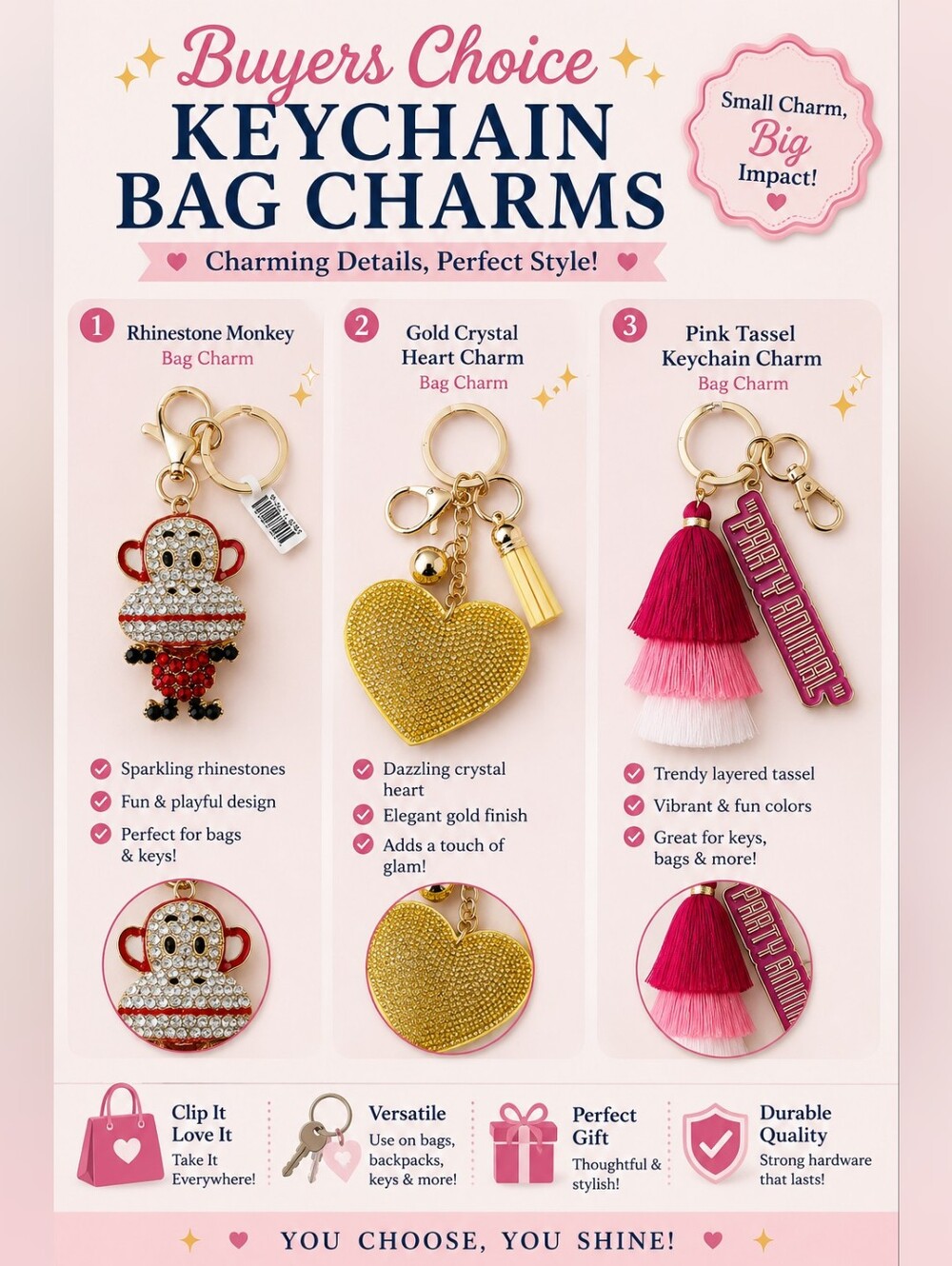 Bag Charms Or Keychain- Pick 1